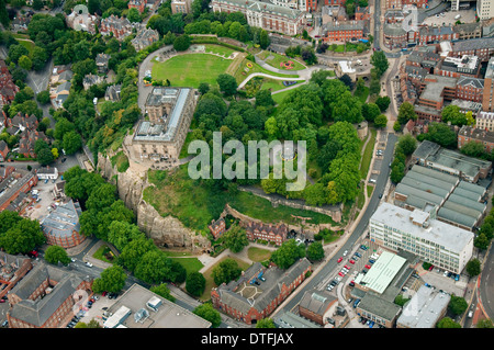 Luftaufnahme von Nottingham Castle und Umgebung, Nottingham, Nottinghamshire UK Stockfoto