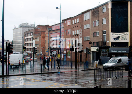 Digbeth bei nassem Wetter, Birmingham, UK Stockfoto