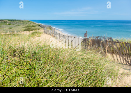 Marconi Beach Lattenzaun und Sanddünen, Cape Cod Stockfoto