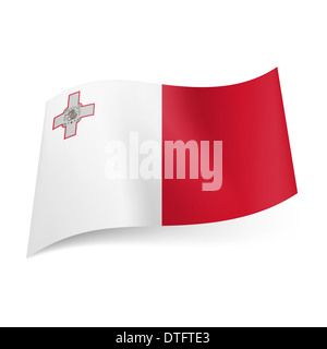 Nationalflagge von Malta: weiße und rote vertikale Felder mit George Cross auf weißes Band Stockfoto