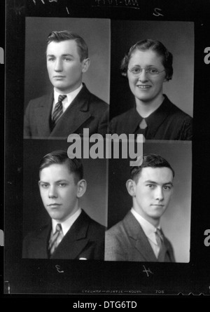 Porträtfotos aus dem Jahrbuch der McGuffey High School 1937 in Oxford, Ohio, zeigen Studenten während einer entscheidenden Zeit in der amerikanischen Geschichte. Diese Jahrbuchbilder bieten einen Einblick in das persönliche und akademische Leben der Jugend dieser Epoche. Stockfoto