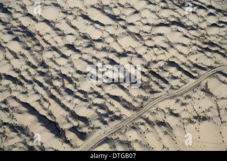 Earnscleugh historische Gold Dredge Tailings, in der Nähe von Alexandra, Central Otago, Südinsel, Neuseeland - Antenne Stockfoto