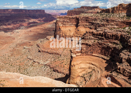 Shafer Canyon und den Shafer Trail Road vom Hals, Canyonlands National Park, Utah. Stockfoto