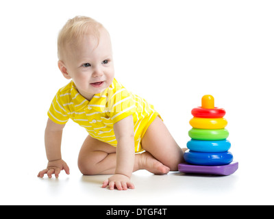 Baby Junge spielt mit Bildungs-Spielzeug Stockfoto