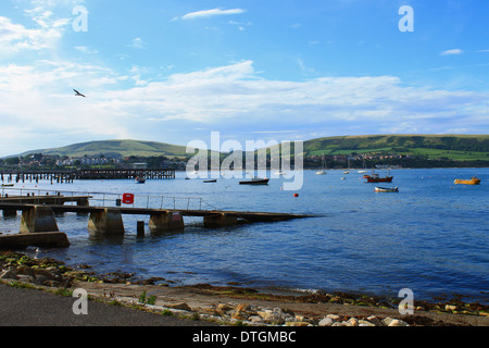 Ein Blick auf den Purbecks Peveril Point in Swanage, England entnommen. Stockfoto