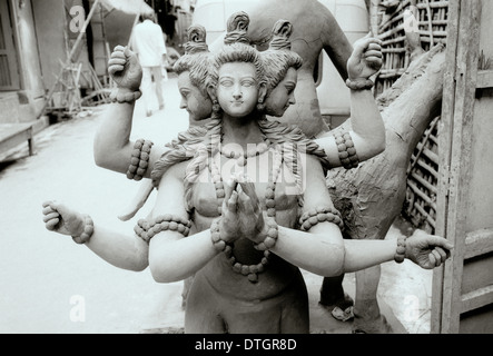 Hindu-Gottheit in Kumartuli Kumortuli in Kalkutta Kalkutta in Westbengalen in Indien in Südasien. Religion religiöse Kunst Kultur weibliche Frau Gott Reisen Stockfoto