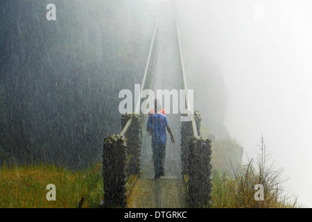 Viktoriafälle können Sie herumlaufen. Führung durch die Victoriafälle. Zu entdecken, wie die Wasserfälle gebildet wurden und welche lokale Stockfoto