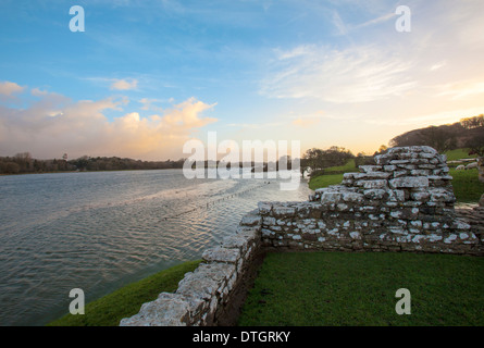 Überschwemmungen im Ogmor Schloss Stockfoto