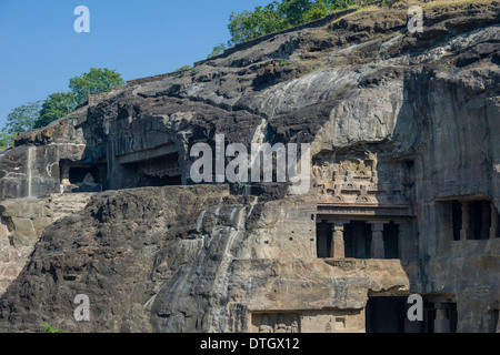 Höhle 08, Ellora Höhlen, UNESCO-Weltkulturerbe, Ellora, Maharashtra, Indien Stockfoto