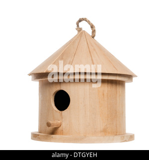 Vogelhaus auf weißen Hintergrund Stockfoto