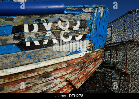 Nahaufnahme Detail von einem alten Fischerboot, Hastings. East Sussex. UK Stockfoto