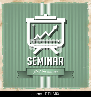 Seminar-Konzept auf grün im Flat Design. Stockfoto