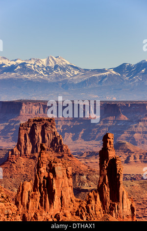 Canyonlands National Park mit den Lasal Mountains im Hintergrund, Utah - USA Stockfoto