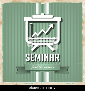Seminar-Konzept auf grün im Flat Design. Stockfoto