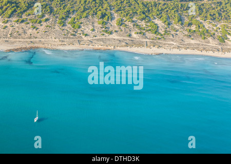 Morgen-Luftbild von Sa Canova Strand, Son Serra de Marina Bereich. Mallorca, Balearen, Spanien Stockfoto