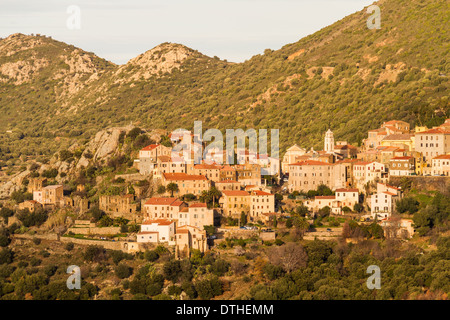 Die Hügel Dorf von Belgodere in der Balagne Region Nord-Korsika, Frankreich Stockfoto