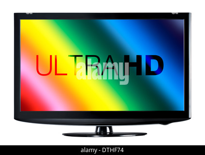 4K TV Display mit Vergleich der Auflösungen Stockfoto