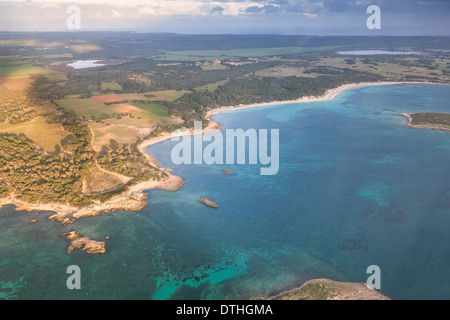 Südküste Mallorcas. Strand von es Carbó. Ses Salines-Bereich. Luftaufnahme. Mallorca, Balearen, Spanien Stockfoto