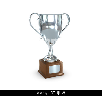 eine silberne Trophäe Tasse mit Insignien Platte. Stockfoto