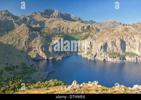 Nordwestküste Mallorcas. Torrent de Pareis und La Calobra Buchten. Tramuntana-Gebirge. Mallorca, Balearen, Spanien Stockfoto