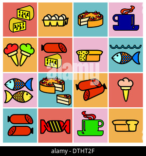 Kollektion flache Symbole. Essen-Symbole. Vektor-Illustration. Stockfoto