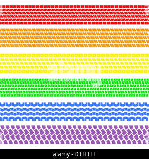 Satz von detailliertes Reifen Drucke, ein Regenbogen, Vektor-illustration Stockfoto