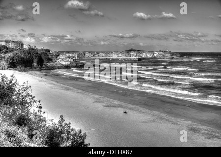 St Ives Cornwall von Porthminster Beach und Monachrome schwarz und weiß Stockfoto