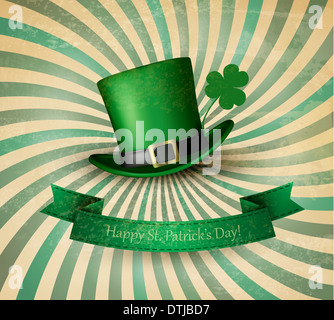 St. Patricks Day Karte mit Nelke Blatt und grünen Hut. Vektor-Illustration. Stockfoto