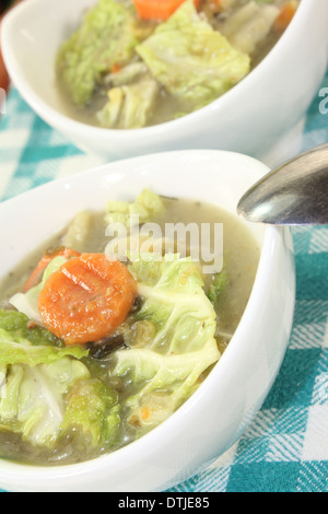 Savoy Cabbage Eintopf in Schalen auf einem hellen Hintergrund Stockfoto