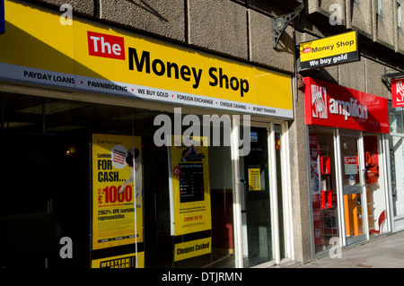 Die Geld-Shop, Cardiff, Südwales, UK. Stockfoto