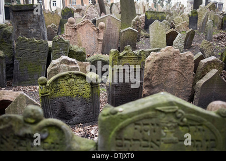 Der alte jüdische Friedhof in Prag. Der alte jüdische Friedhof in Prag (Tschechisch: Alter jüdischer Friedhof) befindet sich in der jüdischen Quar Stockfoto