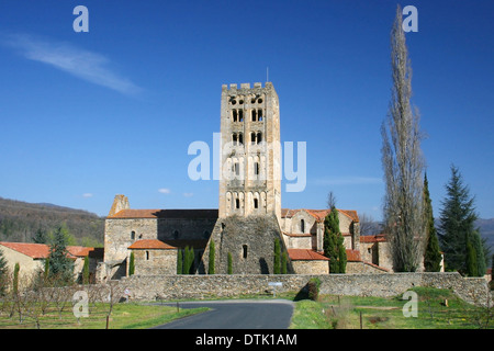 Romanischen Benediktinerabtei Saint Michel de Cuxa (Sant Miquel de Cuixa) in den Pyrenäen, Frankreich. Stockfoto