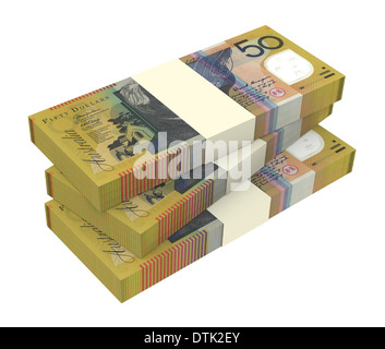 Australischer Dollar isoliert auf weißem Hintergrund. Computergenerierte 3D Foto rendern. Stockfoto