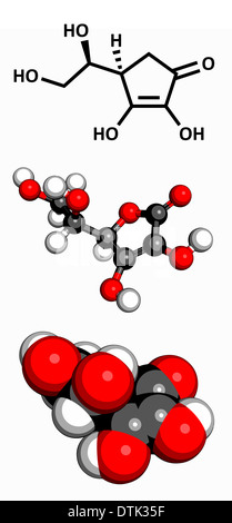 Vitamin C (Ascorbinsäure)-Molekül. Stockfoto