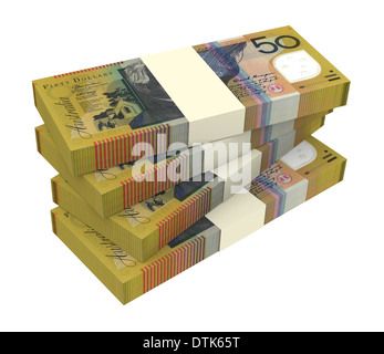 Australischer Dollar isoliert auf weißem Hintergrund. Computergenerierte 3D Foto rendern. Stockfoto