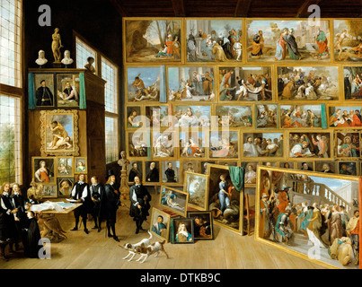 David Teniers der jüngere, Erzherzog Leopold Wilhelm und der Künstler in der Stadtanlage Bildergalerie in Brüssel. Ca. 1651. Stockfoto