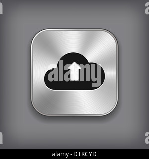 Cloud-computing-Upload Symbolschaltfläche Metall app mit Schatten Stockfoto