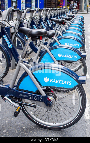 Barclays-Fahrradverleih in London uk Stockfoto