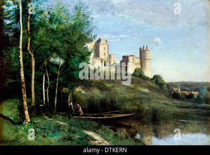 Jean-Baptiste-Camille Corot, Ruine des Chateau de Pierrefonds 1825-1872 Öl auf Leinwand. Cincinnati Art Museum, Cincinnati, USA Stockfoto