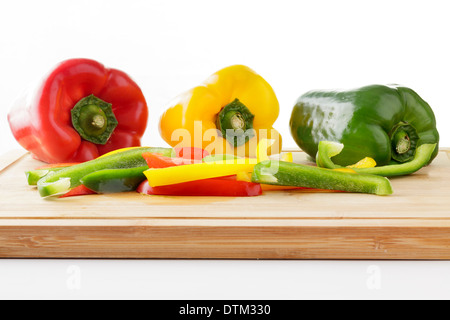 Rote, gelbe und grüne Paprika Stockfoto