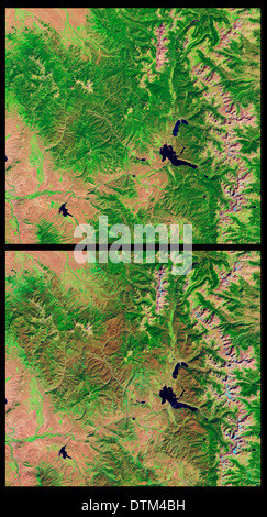 Pinebark Käfer Schäden in Pinienwälder von Colorado, USA von Landsat-Satelliten der NASA aus gesehen Stockfoto