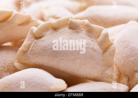 Knödel Makro Nahaufnahme hausgemachte eingefroren Stockfoto