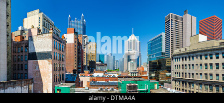 Die Innenstadt von Pittsburgh, Pennsylvania, USA Panorama. Stockfoto