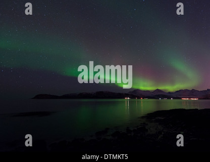 Aurora Borealis, auf Sommaroy in der Nähe von Tromsø in Norwegen Stockfoto