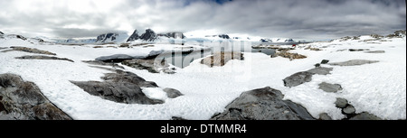 Antarktis - eine hochauflösende Panorama der Ufer am Petermann Island an der Westküste der Antarktischen Halbinsel. Stockfoto