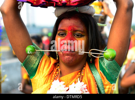 Szenen von die bizarre und einzigartige Thaipusam Festival. Stockfoto