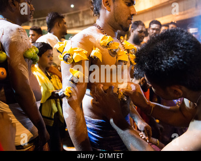 Szenen von die bizarre und einzigartige Thaipusam Festival. Stockfoto