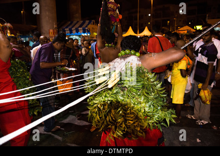 Szenen von die bizarre und einzigartige Thaipusam Festival. Stockfoto