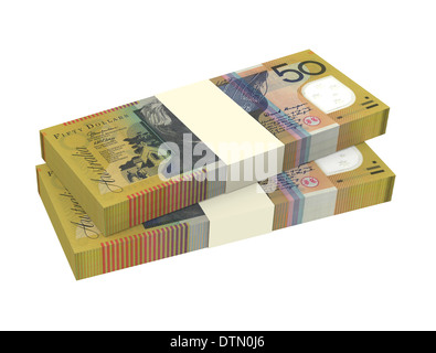 Australischer Dollar isoliert auf weißem Hintergrund. Computergenerierte 3D Foto rendern. Stockfoto