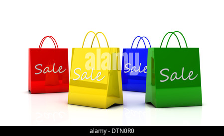 Farben-Einkaufstüten in 3d Stockfoto